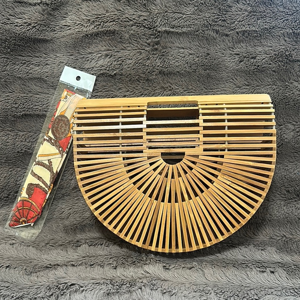 Elegant Tan Bamboo Women's Bag -  NEW